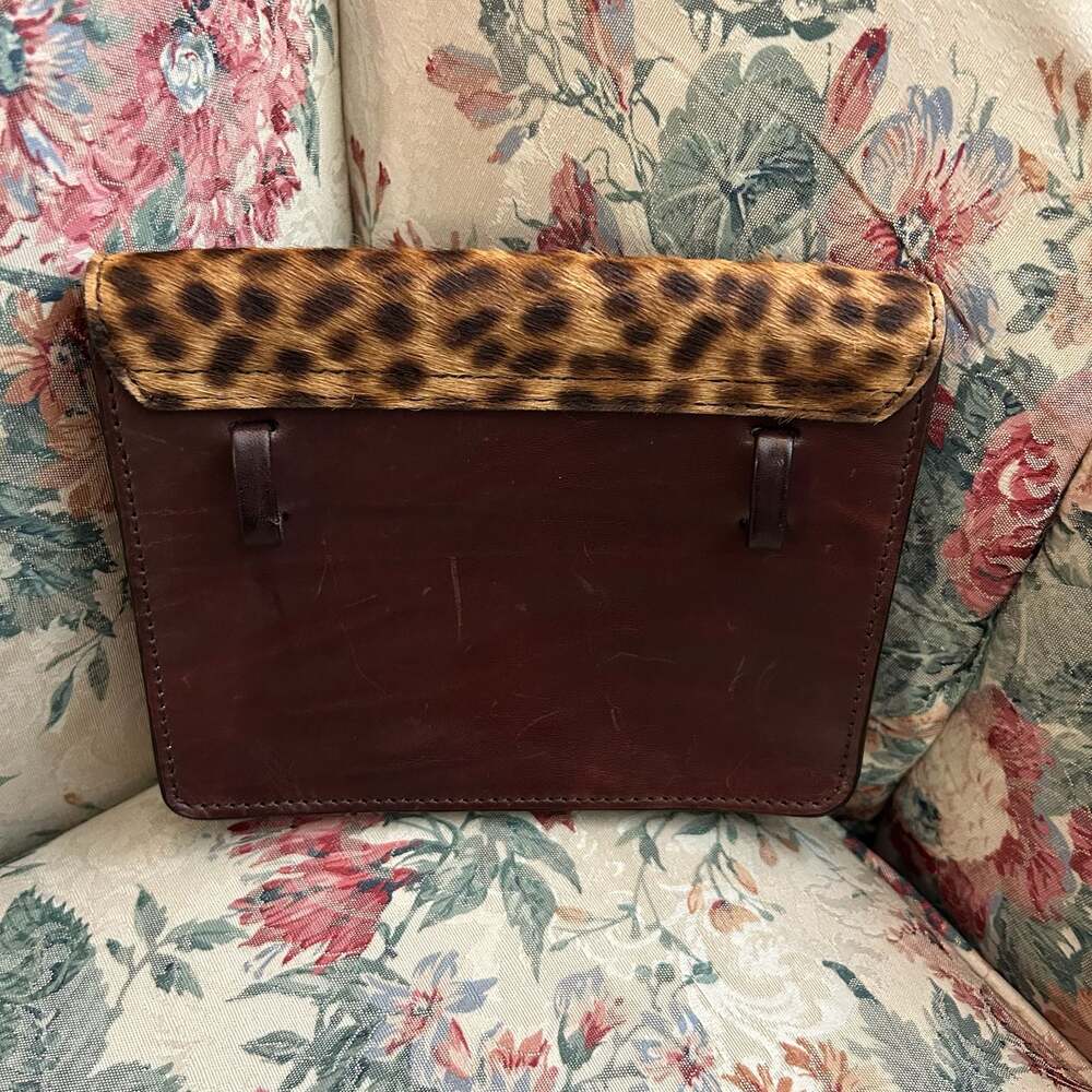 J.Jill Leather and Leopard Print Haircalf Clutch